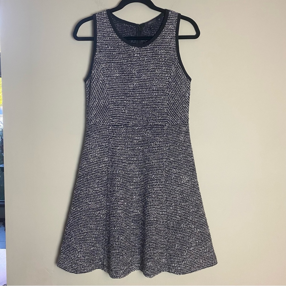 J Crew Wool Black and White Tweed Mini Dress Sz 8